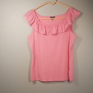 Talbot Women's Pink Ruffled Cotton Tank Top Size MP